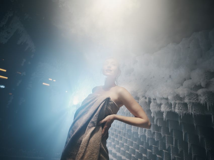 Cold Sauna with woman Cold Sauna with woman